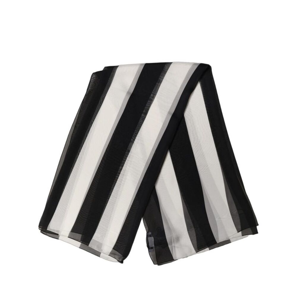 Dolce & Gabbana Black White Stripe Silk Square Foulard Women's Scarf